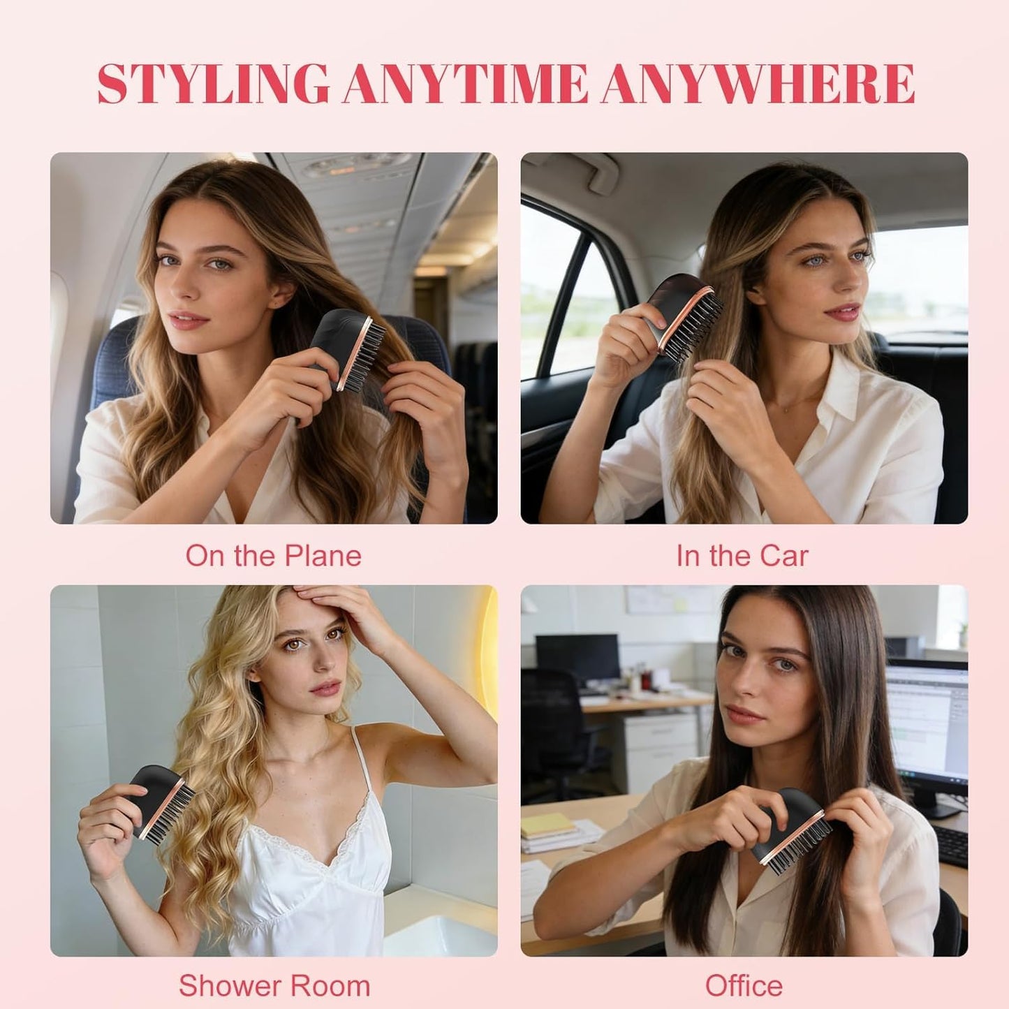 Portable Cordless Hair Straightener Brush